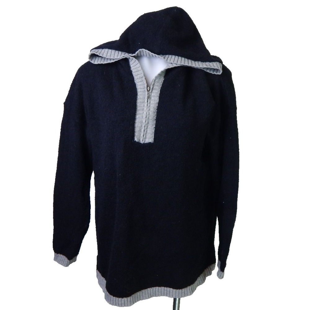 Carbon 2 Cobalt Sweater Black Hooded Lightweight 1/4 Zip